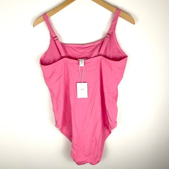 Andie Plus Size The Amalfi One Piece Swimsuit In Peony Pink Size XXL New - Picture 5 of 11